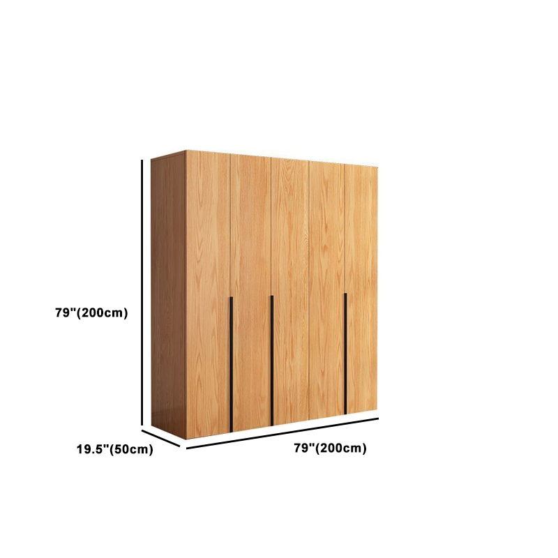 Natural Wood Freestanding Wardrobe Closet with Natural Doors - image 14