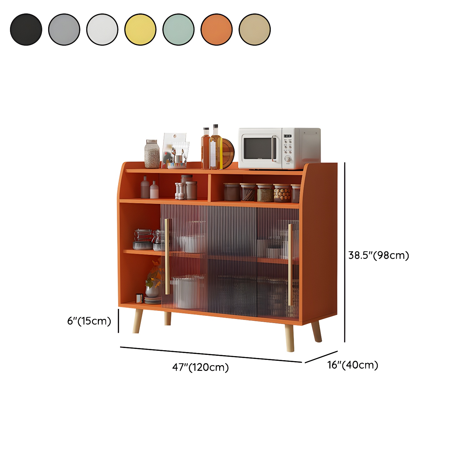 Scandinavian Wood Sideboard Credenza with Acrylic Doors and Cabinet Storage - image 18