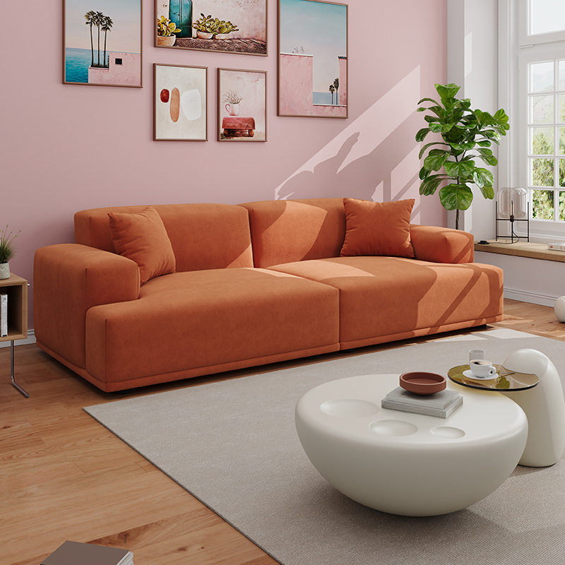 Modish Solid Color Stain Resistant Standard Sofa in Light Gray/Rose/Amber Color, 3-seater/4-seater/5 Person with 2 Pillows - image 7