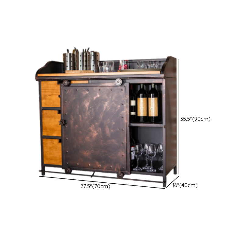 Industrial Metal Sideboard Cabinet with Wood Countertop, 3 Drawers, and Sliding Doors - image 18