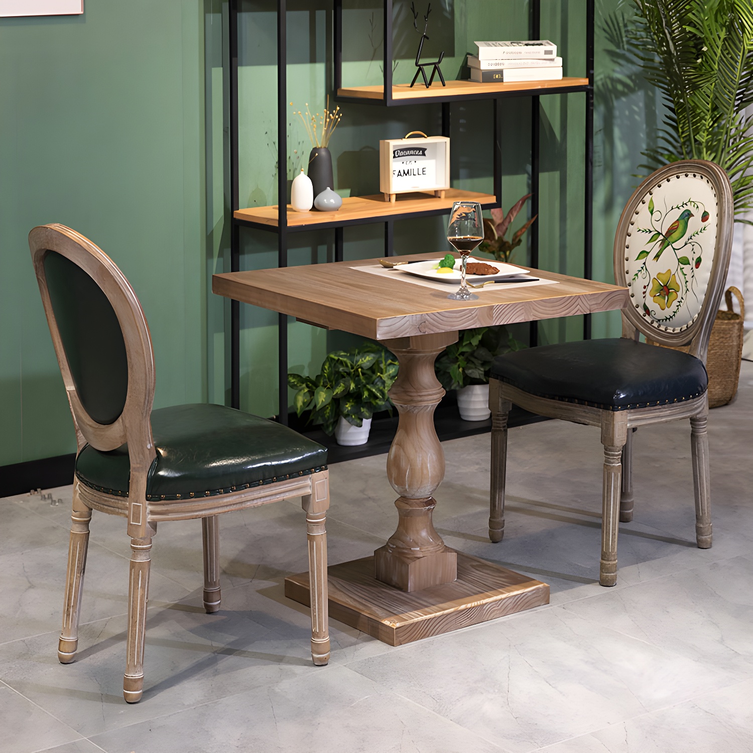 Standard Height 2 Seater Traditional Natural Pedestal Wood Kitchen Table - image 4