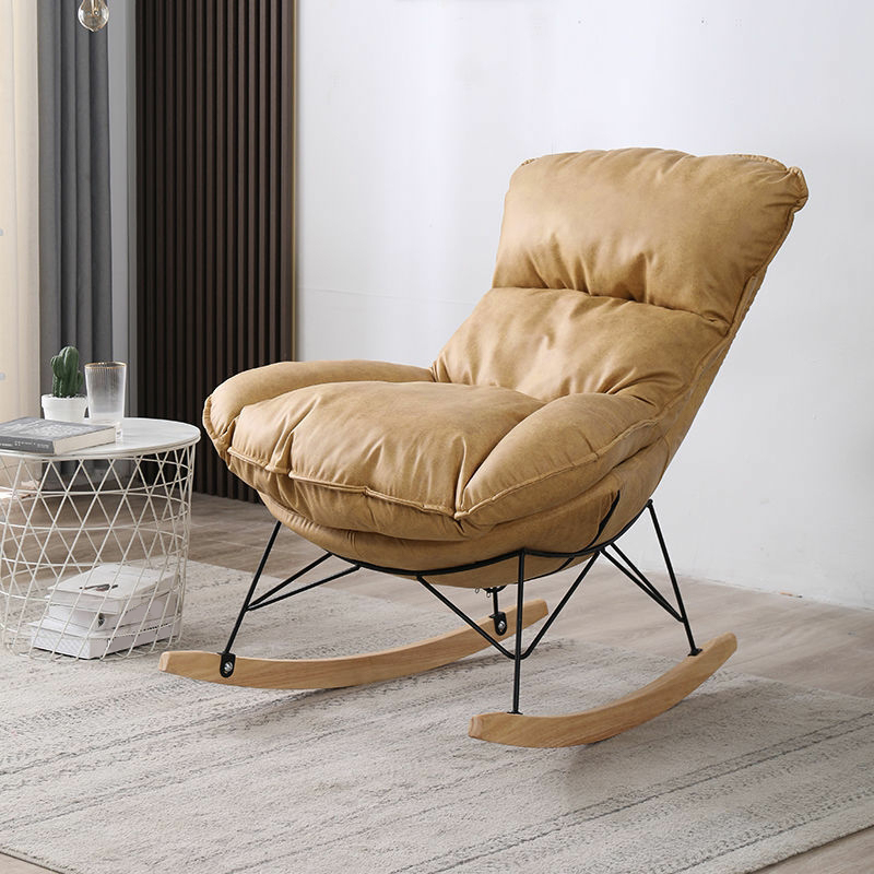 Stationary Rocker for Nursery Natural Wood Finish with Ottoman and Rear - image 7