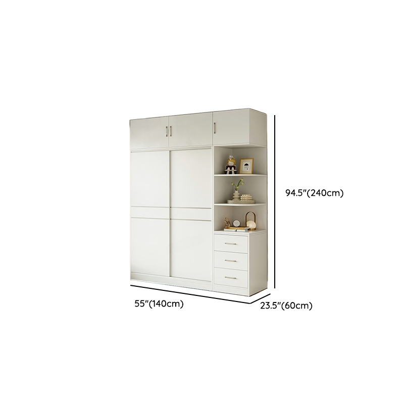 White Modish Manufactured Wood Independent Cabinet Armoire with Soft Close Drawer and Door, Interior Shelves - image 15