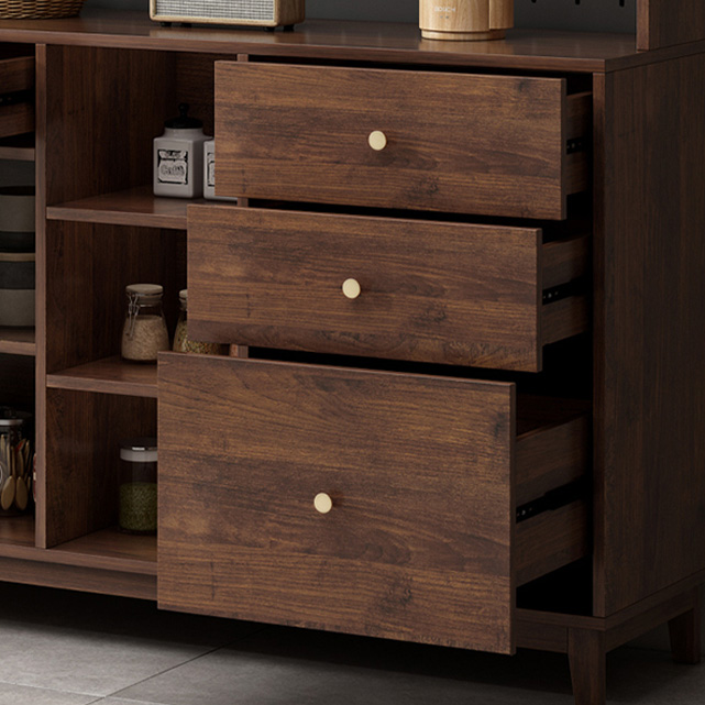 Contemporary Wood Buffet with Glass Doors and 3 Storage Drawers - image 11