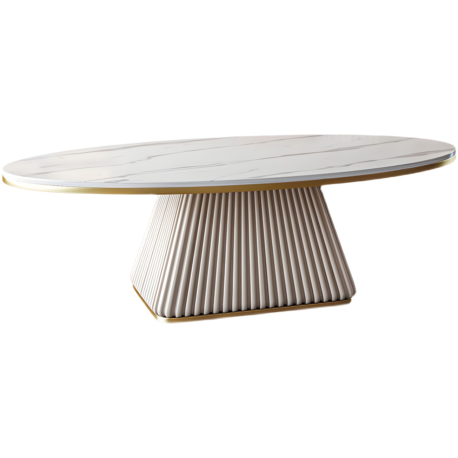 Glam Single Coffee Table Oval Pedestal Coffee Cocktail Table - image 8