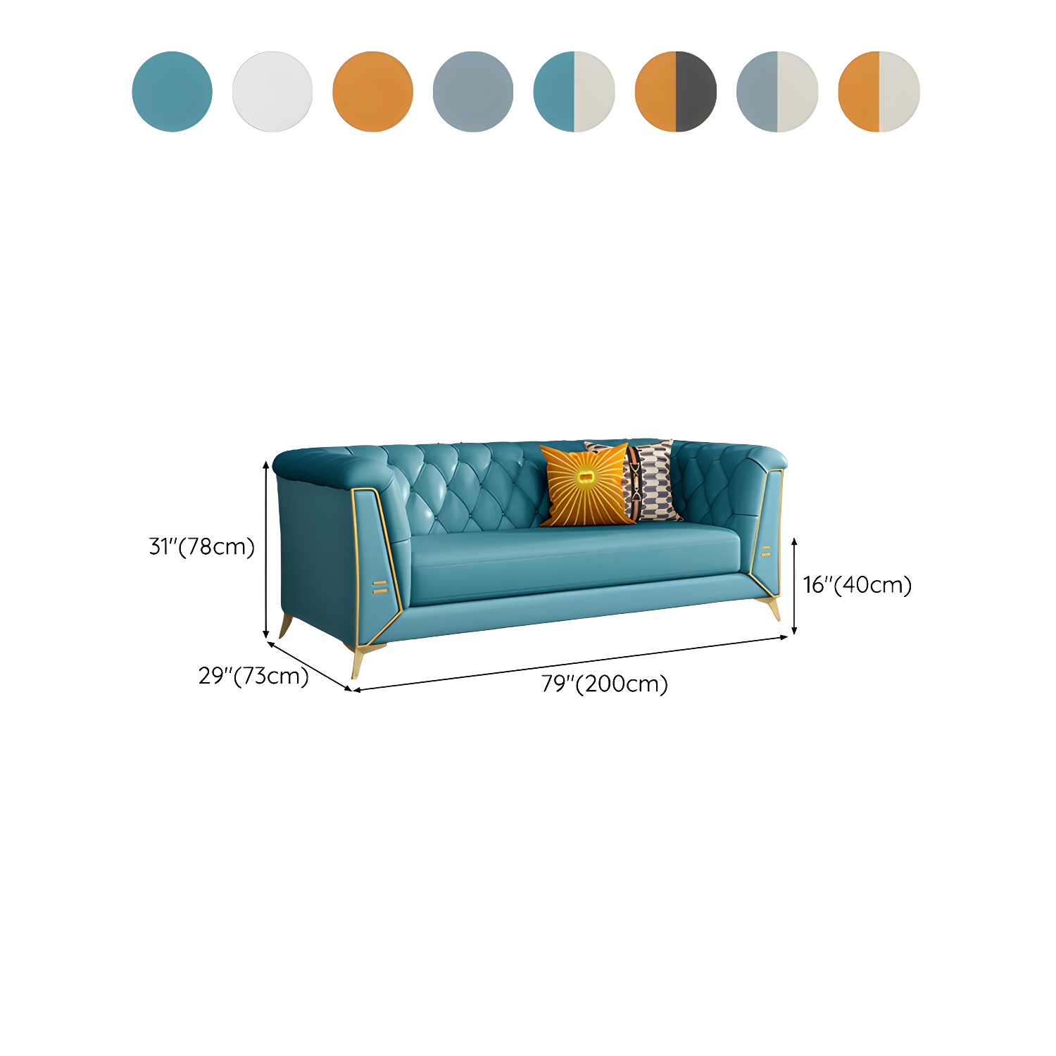 Glam Wood Frame Standard Sofa with Tuxedo Arms in Solid Color - image 25