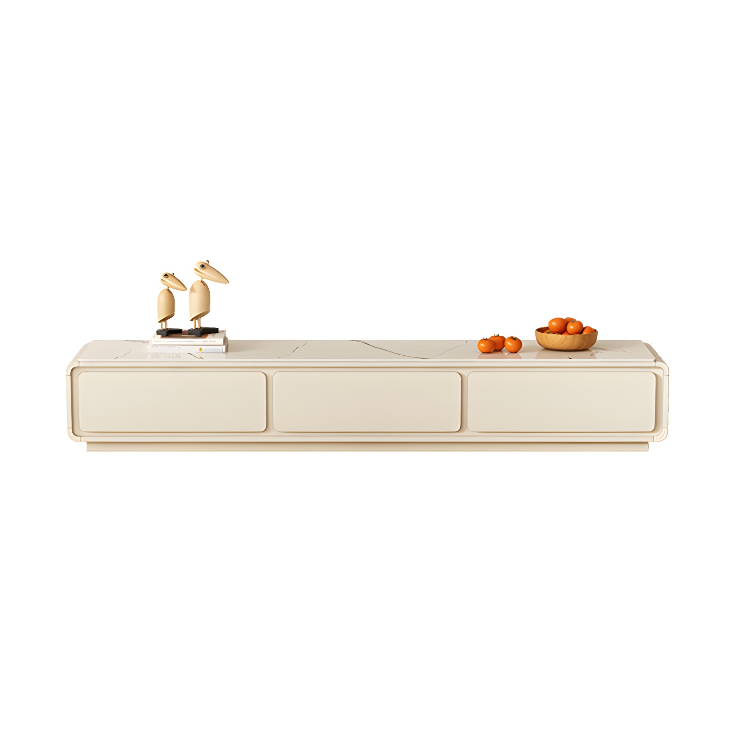 Beige Modern TV Stand with Soft Close Drawers - Cable Management - No Assembly Required - image 6