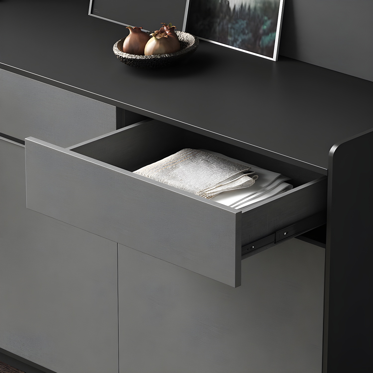 Five Doors Three Drawers Sideboard Glam Buffet Server for Living Room - image 8