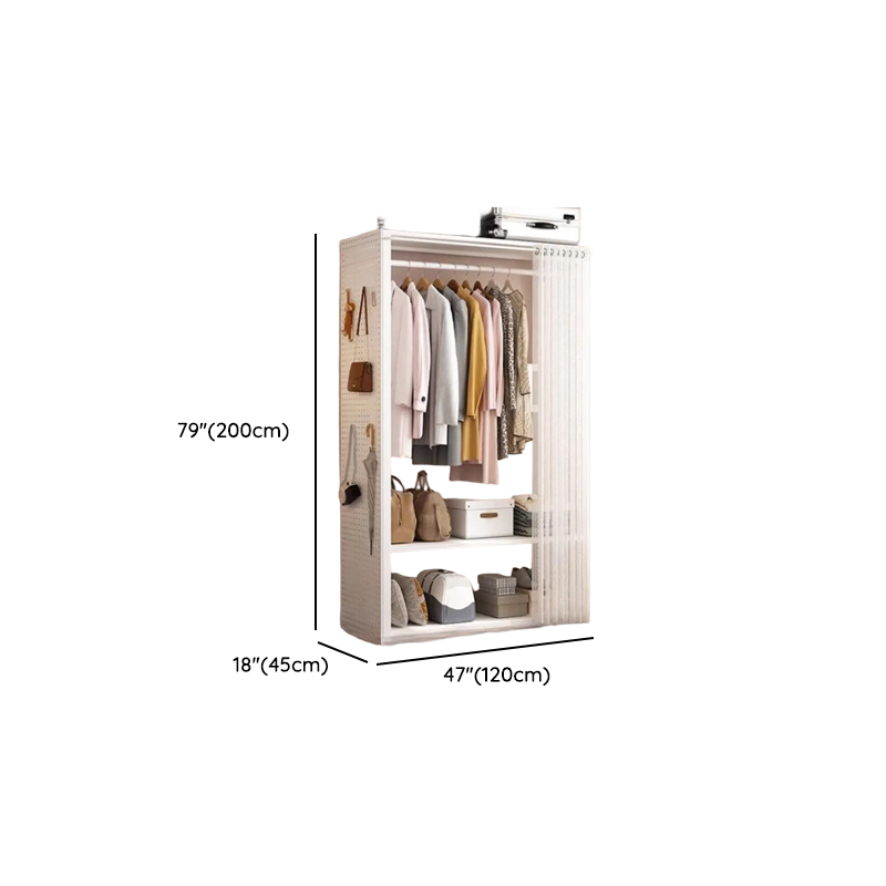 Chalk Modish Alloy Wardrobe Closet with Interior Shelves and Clothing Rod - image 12