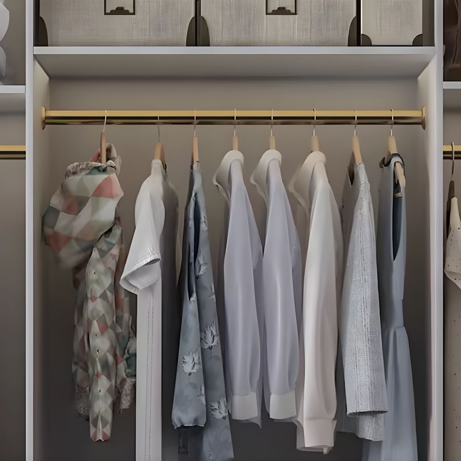 Contemporary Wooden Wardrobe Armoire with Shelves and Garment Rod - image 7