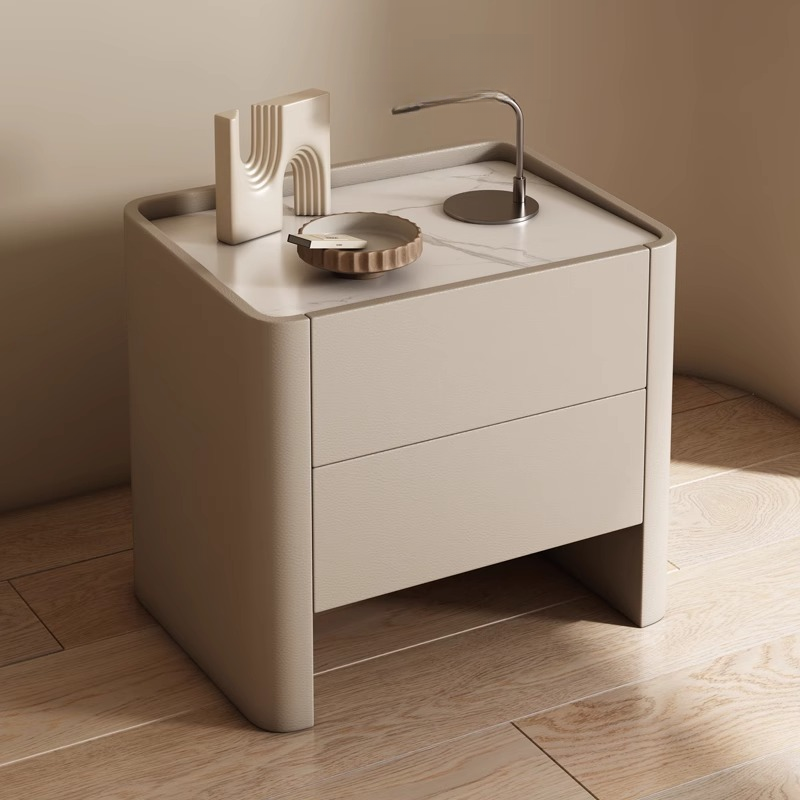 Stylish Drawer Storage Nightstand with 2 Drawers, Stone Countertop, and Leg - image 5