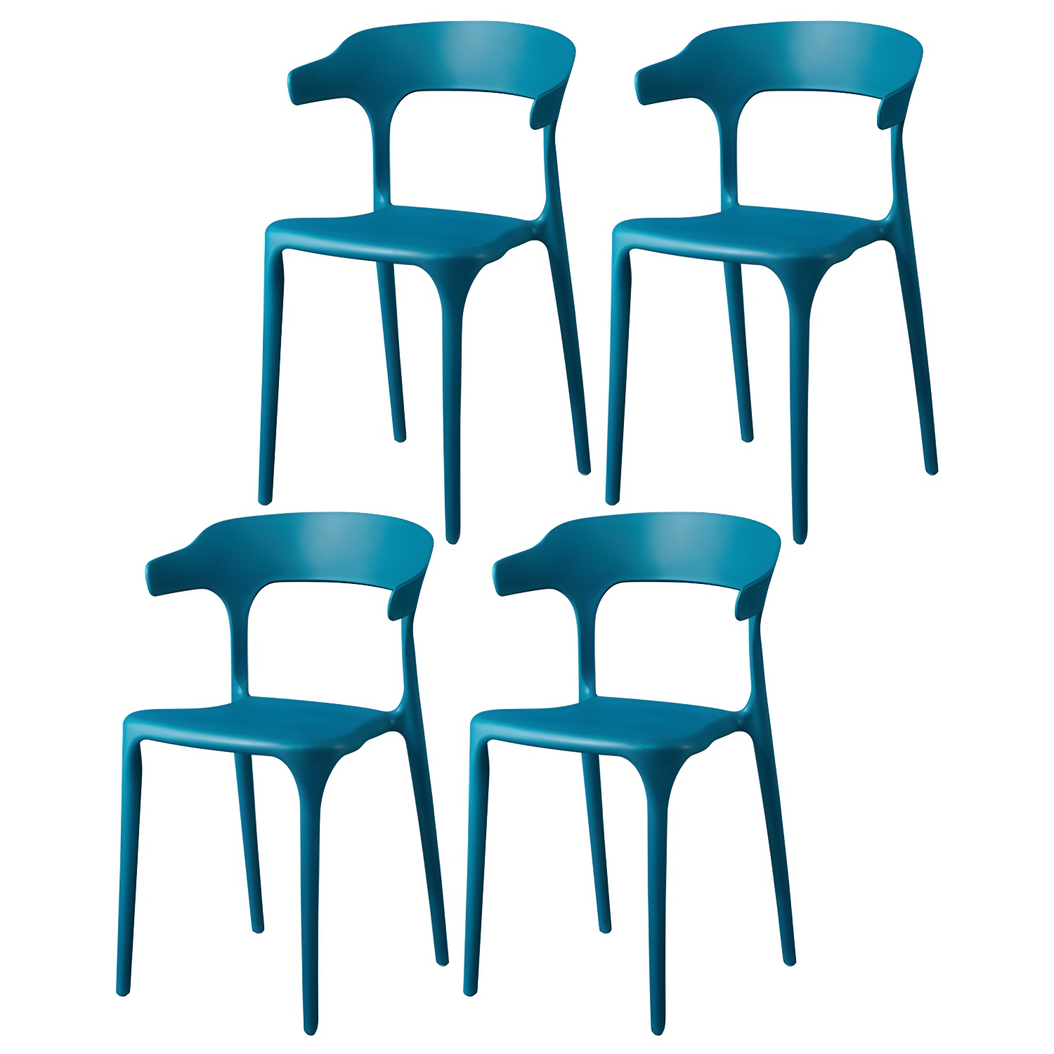 Glam Plastic Side Chair Matte Finish Open Back Dining Chair for Dinning Room