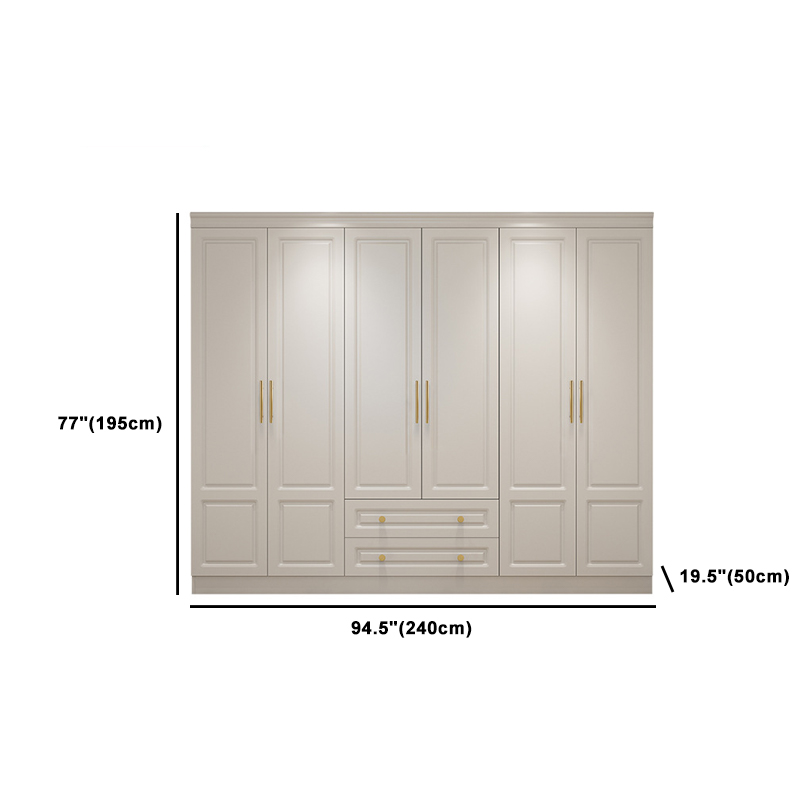 Art Deco Chalk Manufactured Wood Free Standing Interior Shelves Wardrobe with Soft Close Drawer and Hanging Rod - image 17