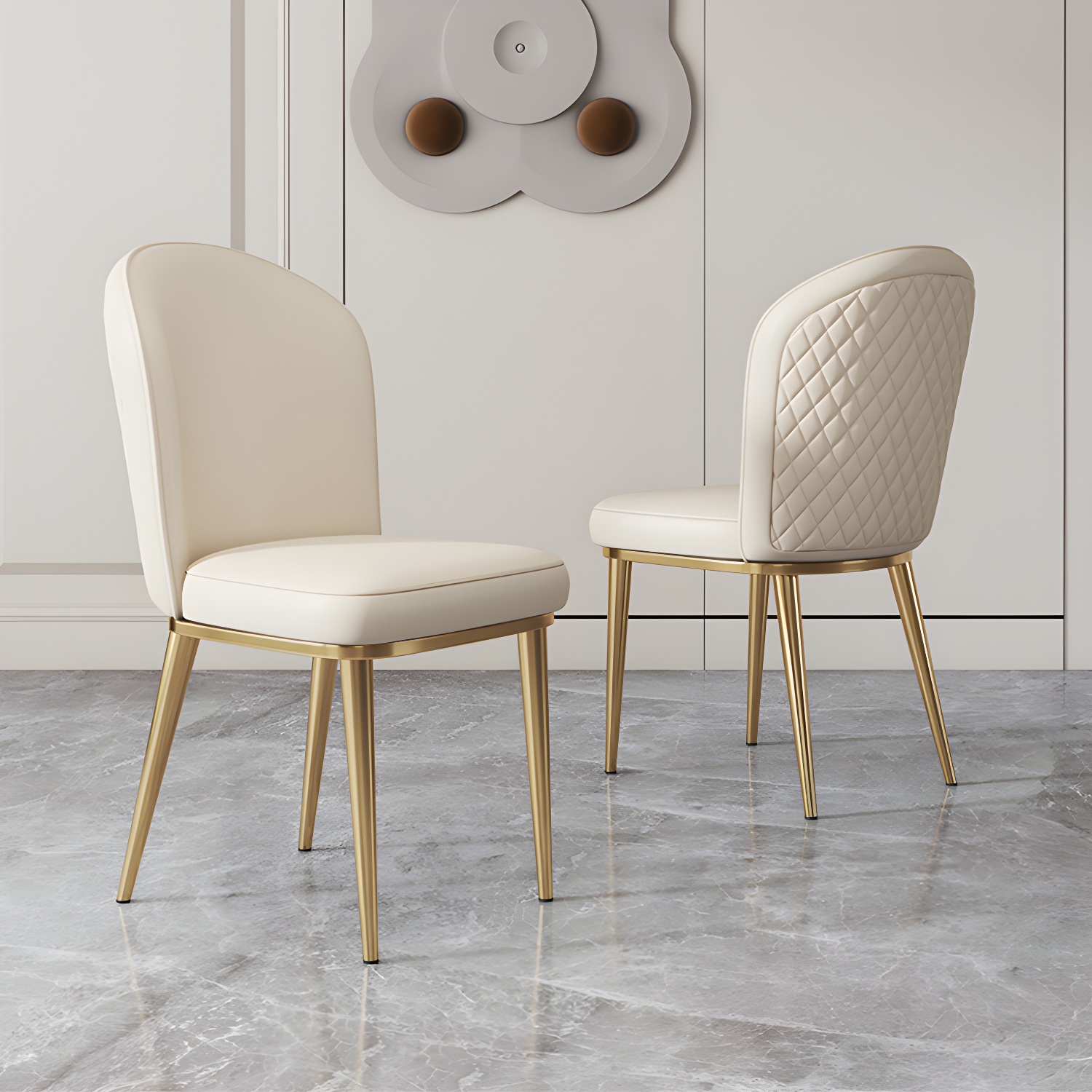 Glam Style Side Chair Leather Gold Frame Dining Chair for Home - image 16