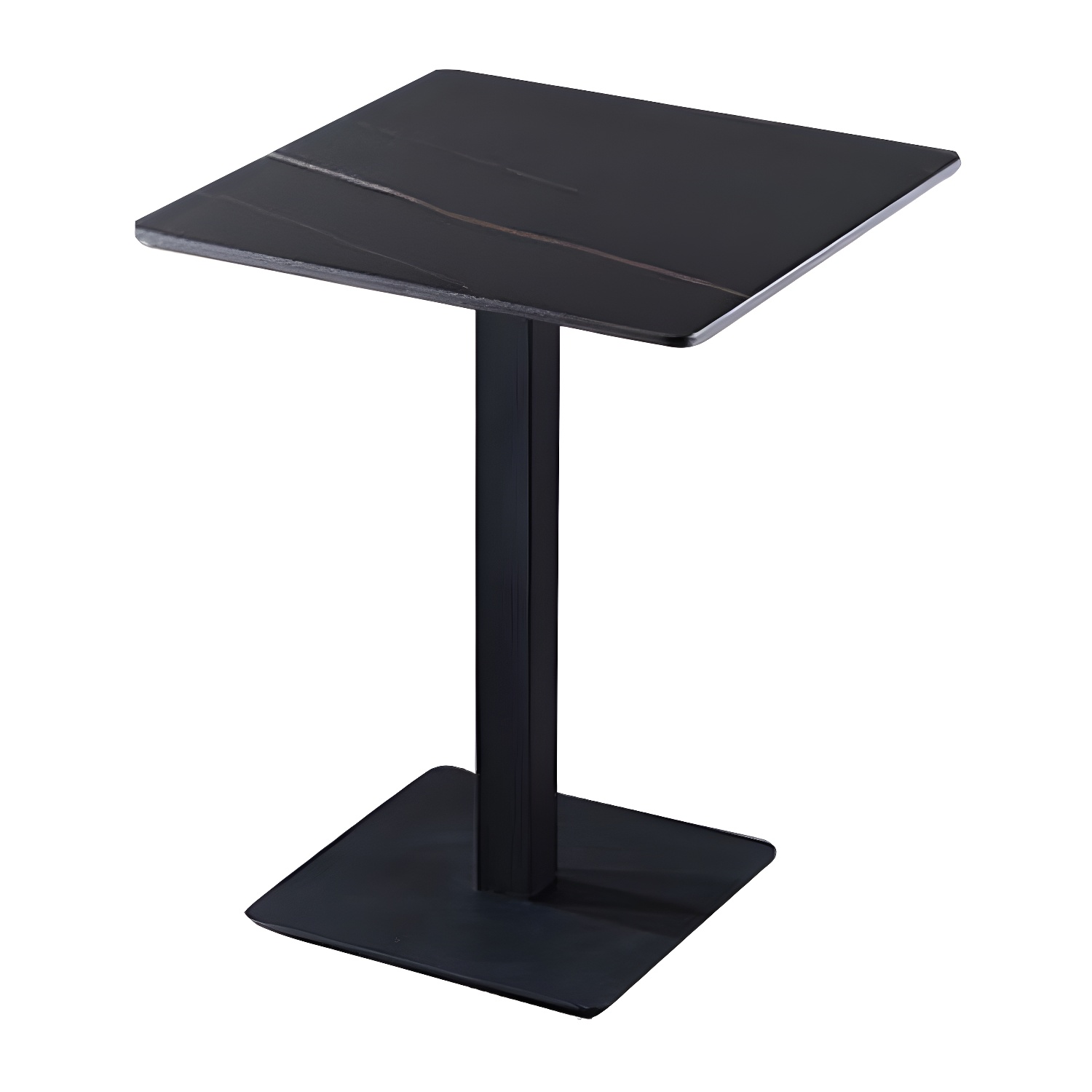 Industrial Square Dinner Table Sintered Stone Table with Metal Base for Home