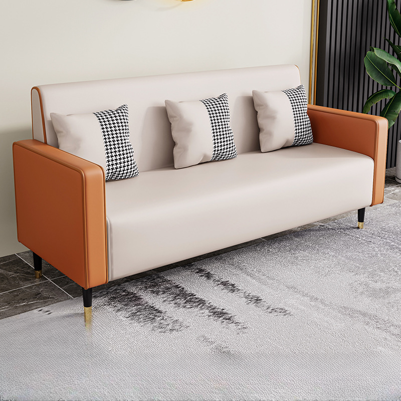 Casual Solid Color Water Resistant Sofa Couch in Grey/Cream/Citrus Color for 3 Person with Square Arm and 3 Pillows - image 10