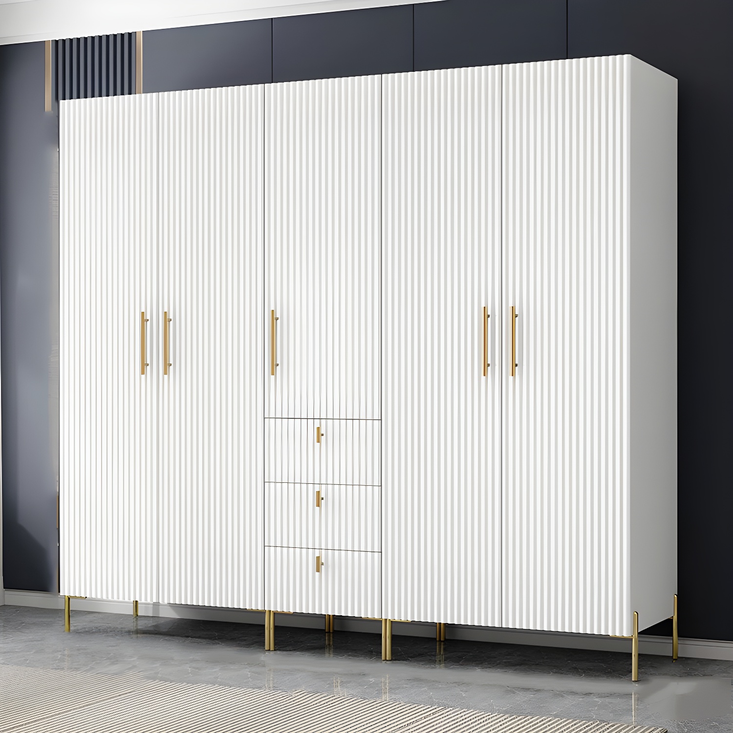 Modern 3-Cabinet Feature Wood Wardrobe Armoire with Hinged Door Mechanism - image 4