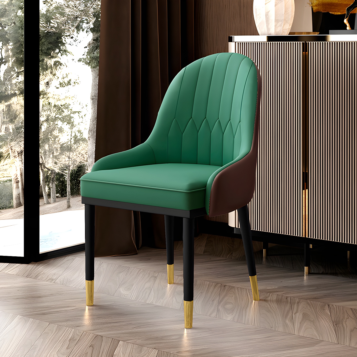 Leather Kitchen Side Chair 19'' Wide Dining Parsons Chair for Restaurant - image 4