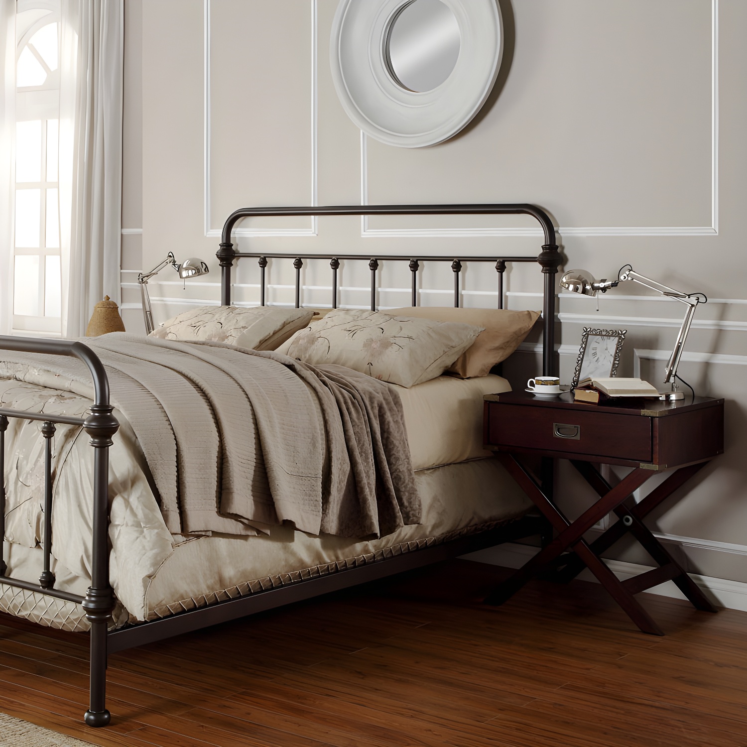 Industrial 45.27" High Bed Iron Bed with Rectangular Headboard - image 4