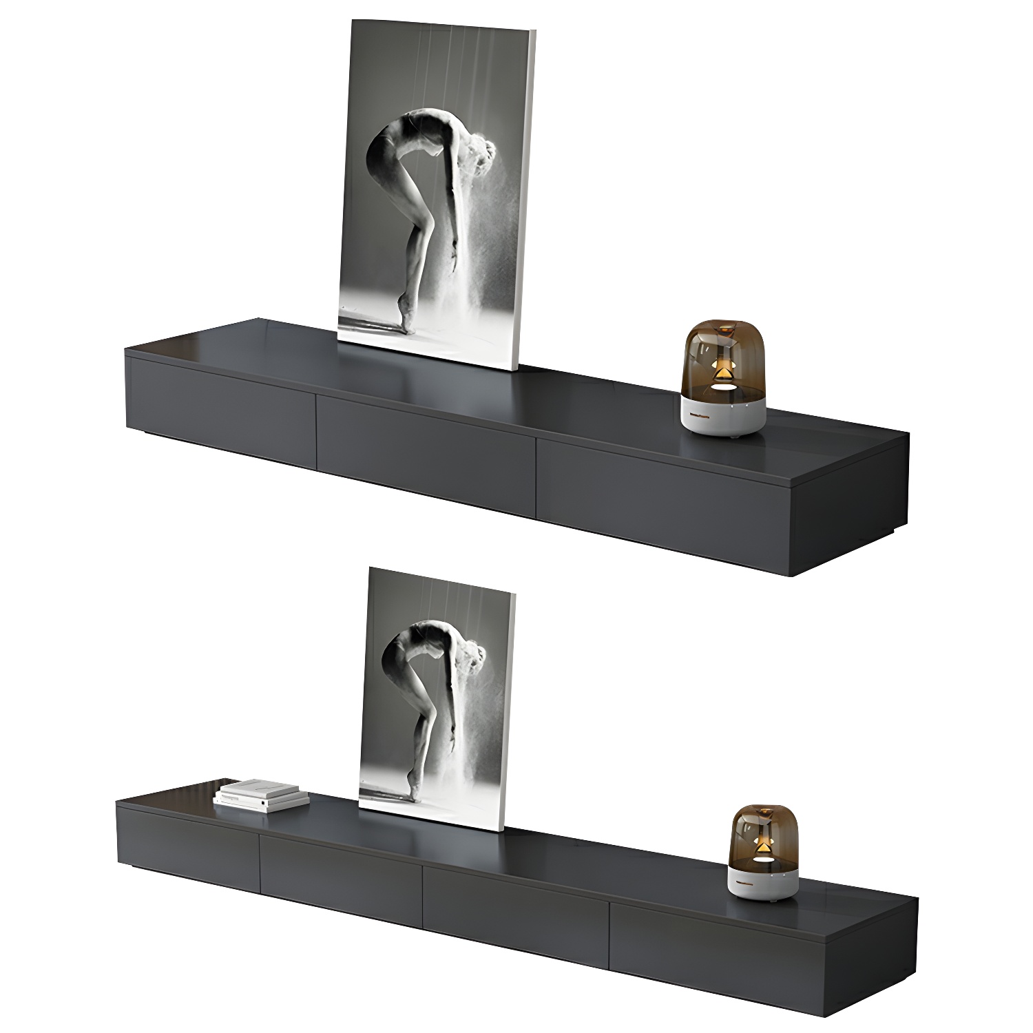 Black Modern TV Stand with Low Height and Drawers for Organized Cable Management & No Open Storage - image 5