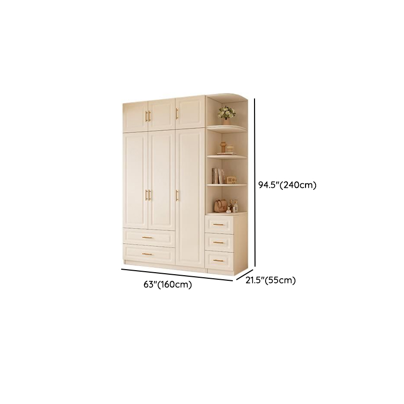 Chalk Modish Laminate Wardrobe Closet with Soft Close Drawer, Soft Close Door, Interior Shelves, and Clothing Rod - image 13