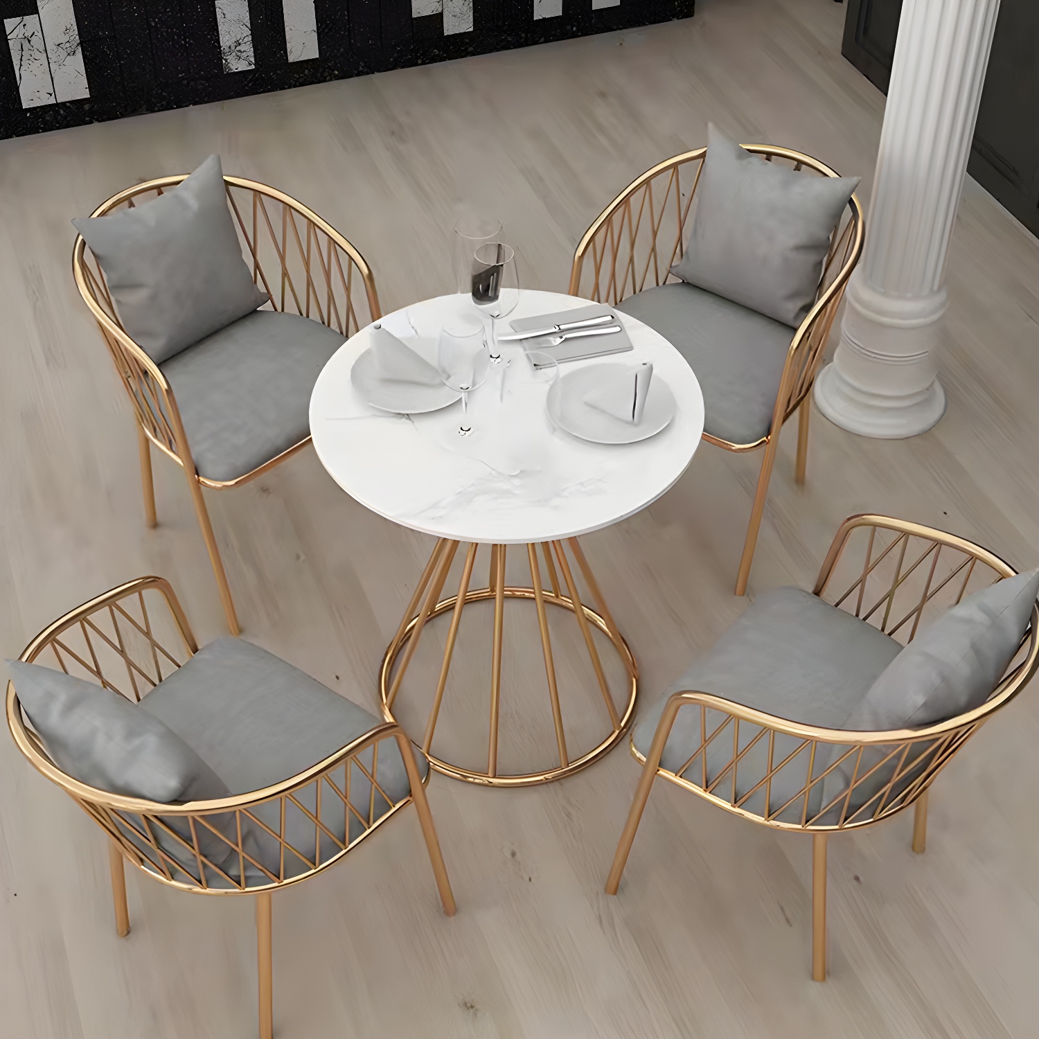Sintered Stone Dining Table Traditional Luxury Dining Table with Gold Base - image 18