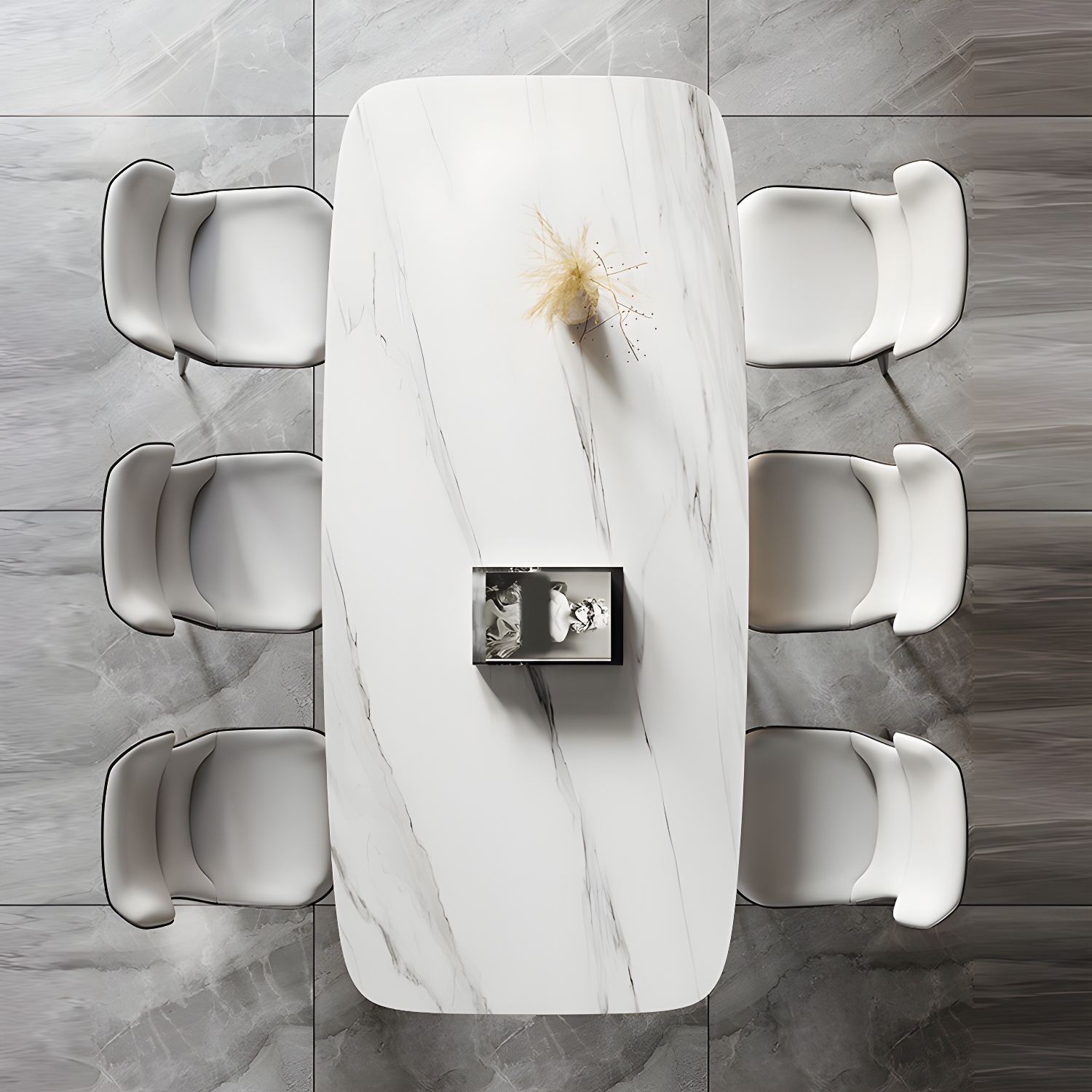 Modern Sintered Stone Top Dining Set Rectangle 1/2/5/7 Pieces Dinette Table Set in White - image 10