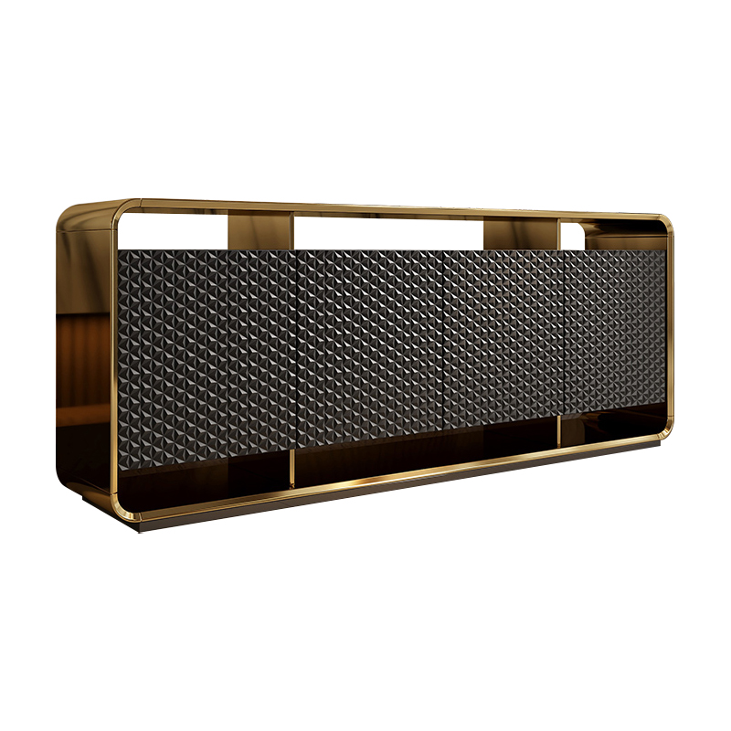 Self-supporting Metal Framed Wood Sideboard with Extreior 3 Shelves and a Counterboard in a Lavish Style - image 6