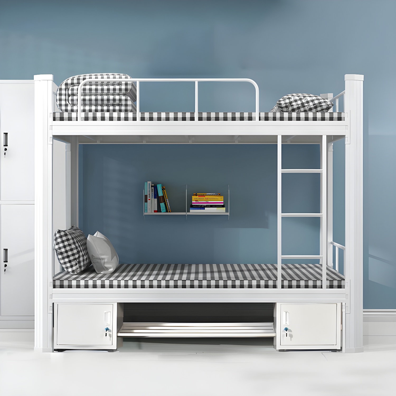 Modern Bunk Bed Dormitory Bedroom Metal Bed Frame with With Headboard and Footboard