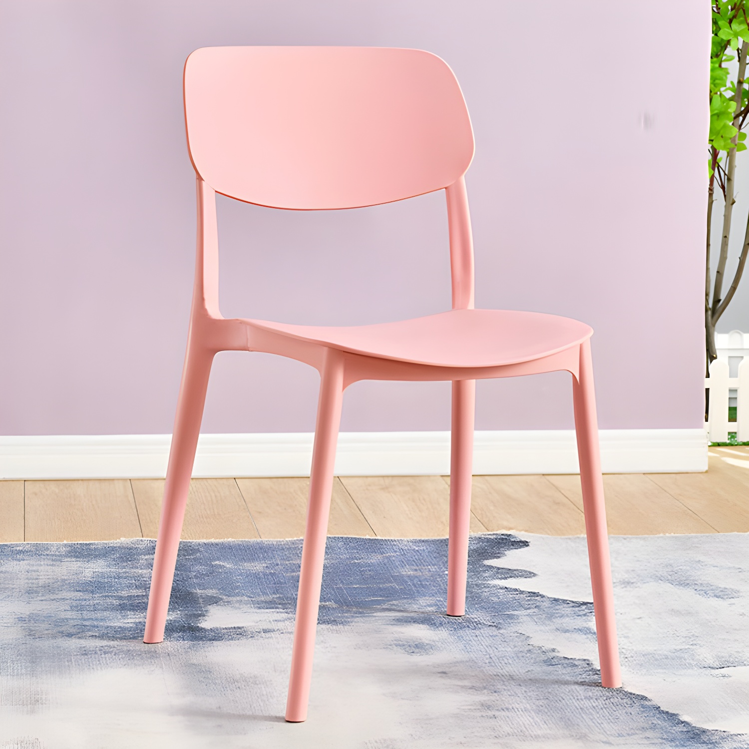 Scandinavian Stackable Armless Dining Chairs Plastic Open Back Dining Side Chair - image 20