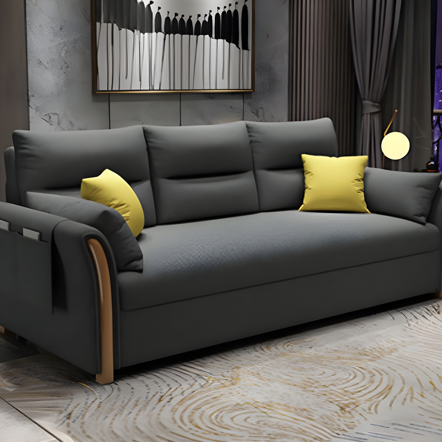 Fabric Sofa Bed Settee Furniture Flared Arm Latex Filled Sofa - image 4