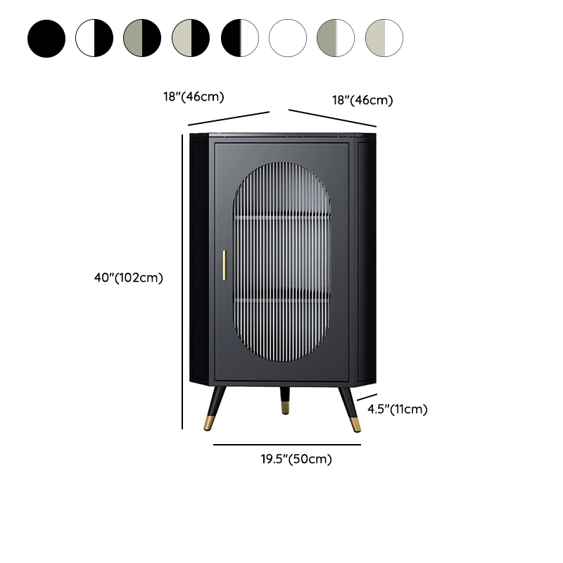 Modern Corner Accent Cabinet with Glass Doors and Iron Base (Easy Assembly) - image 12