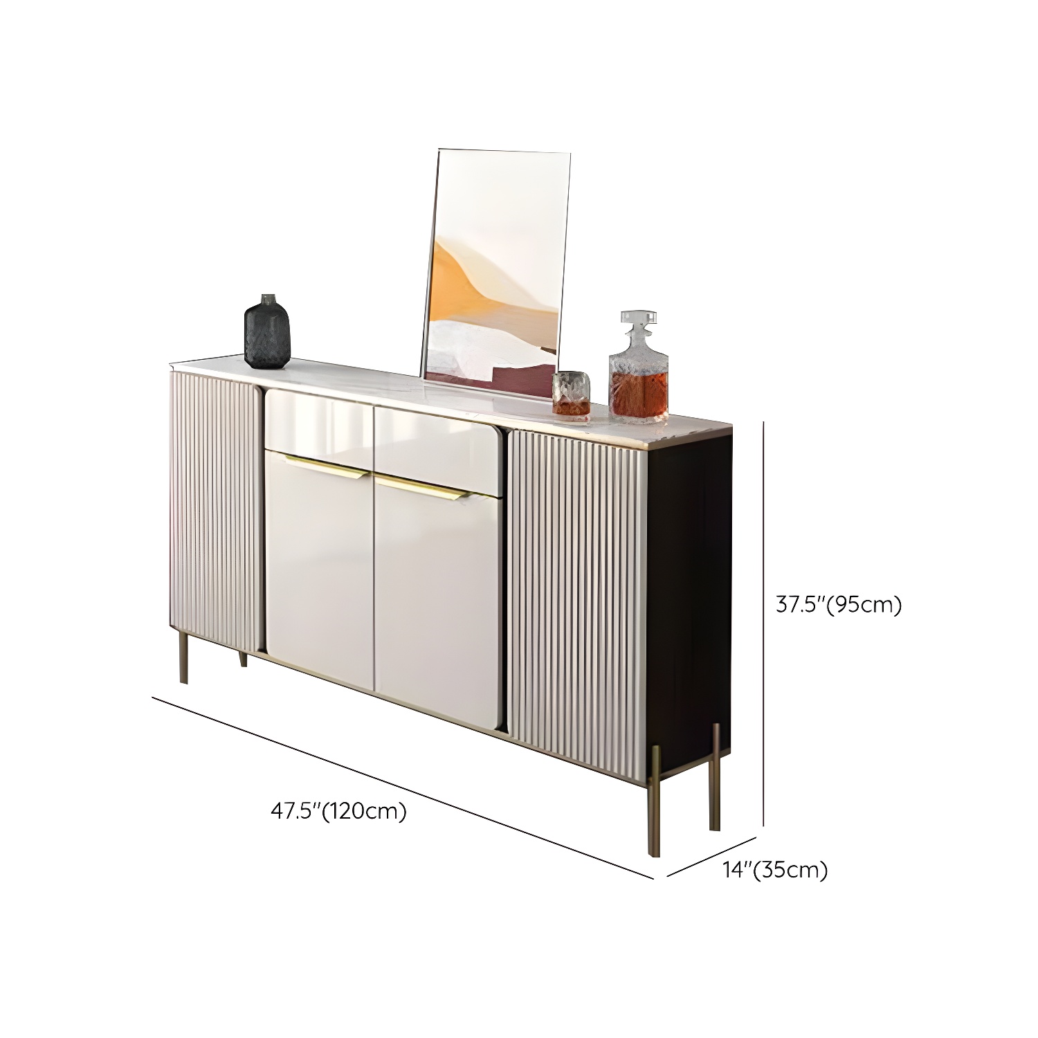 Modernism Sideboard 2 Drawers Server Cabinet with Storage for Dining Room - image 12