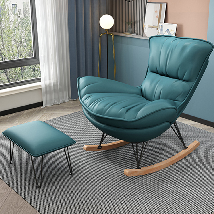 Indulgent Modern Upholstered Rocking Chair with Ottoman Perfect for Relaxation in Natural Wood Tone - image 19
