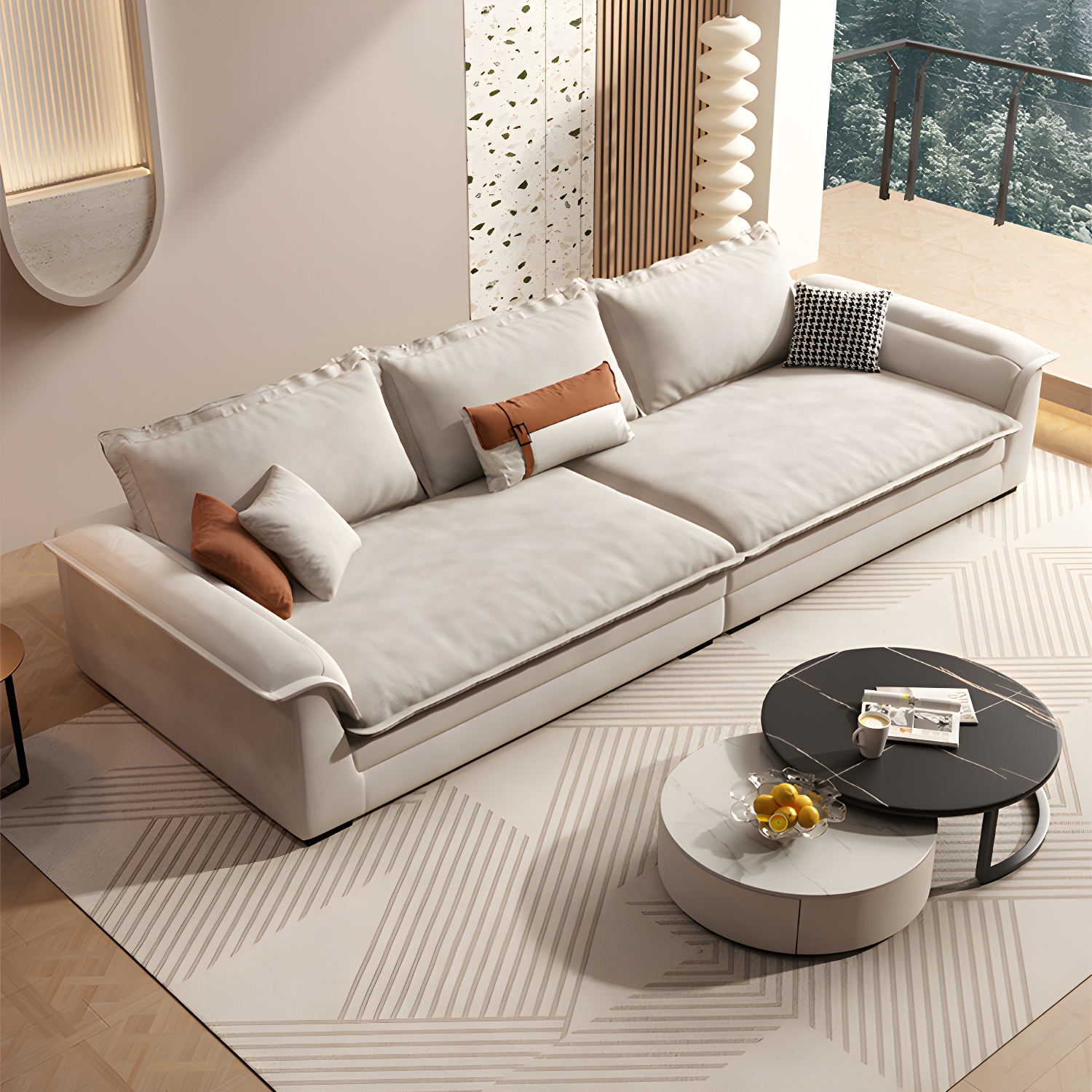 Contemporary Style Wood Frame Pillow Top Arm Sofa For Living Room - image 3