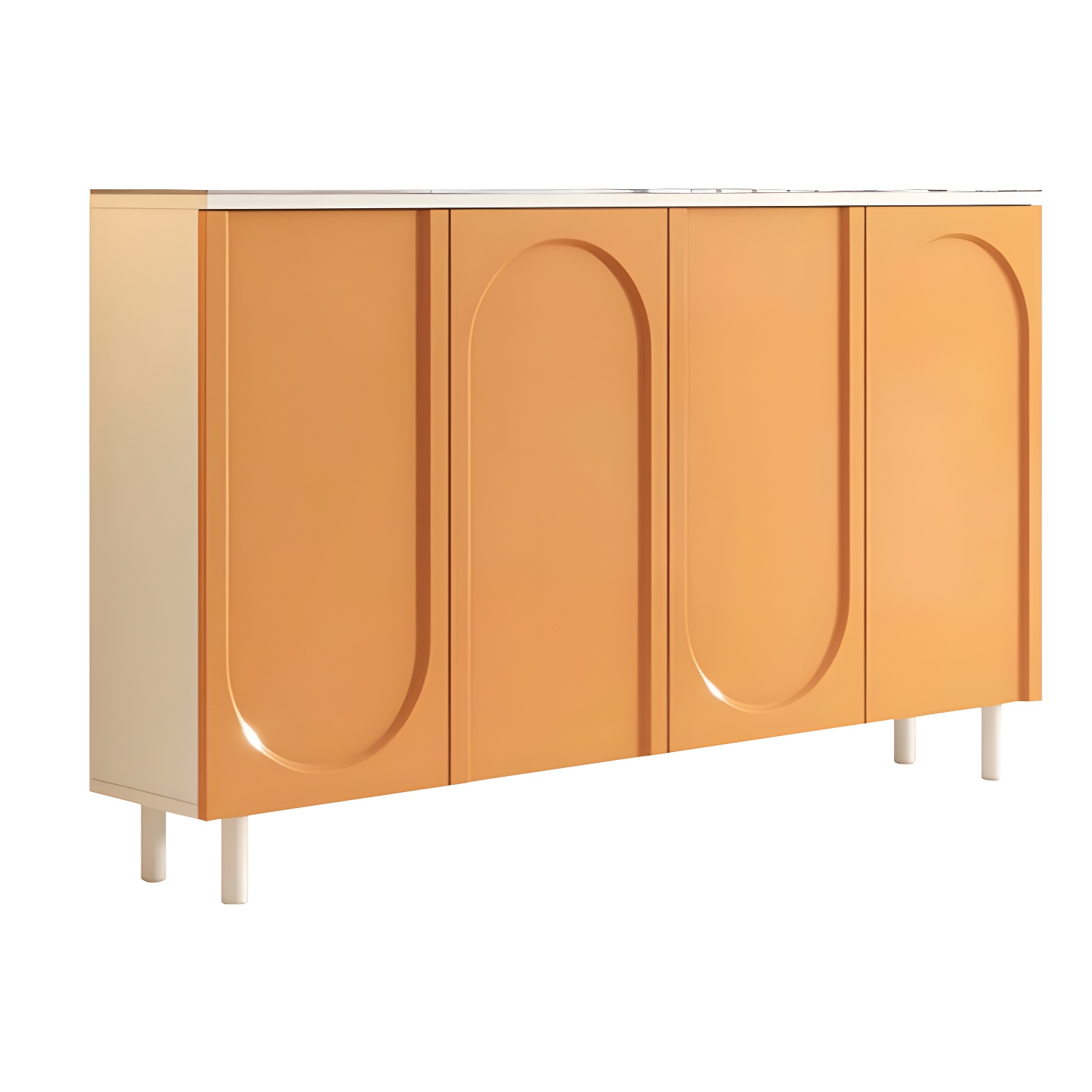 Scandinavian Wood Sideboard Cabinet with Stone Countertop, Adjustable Shelves - image 14