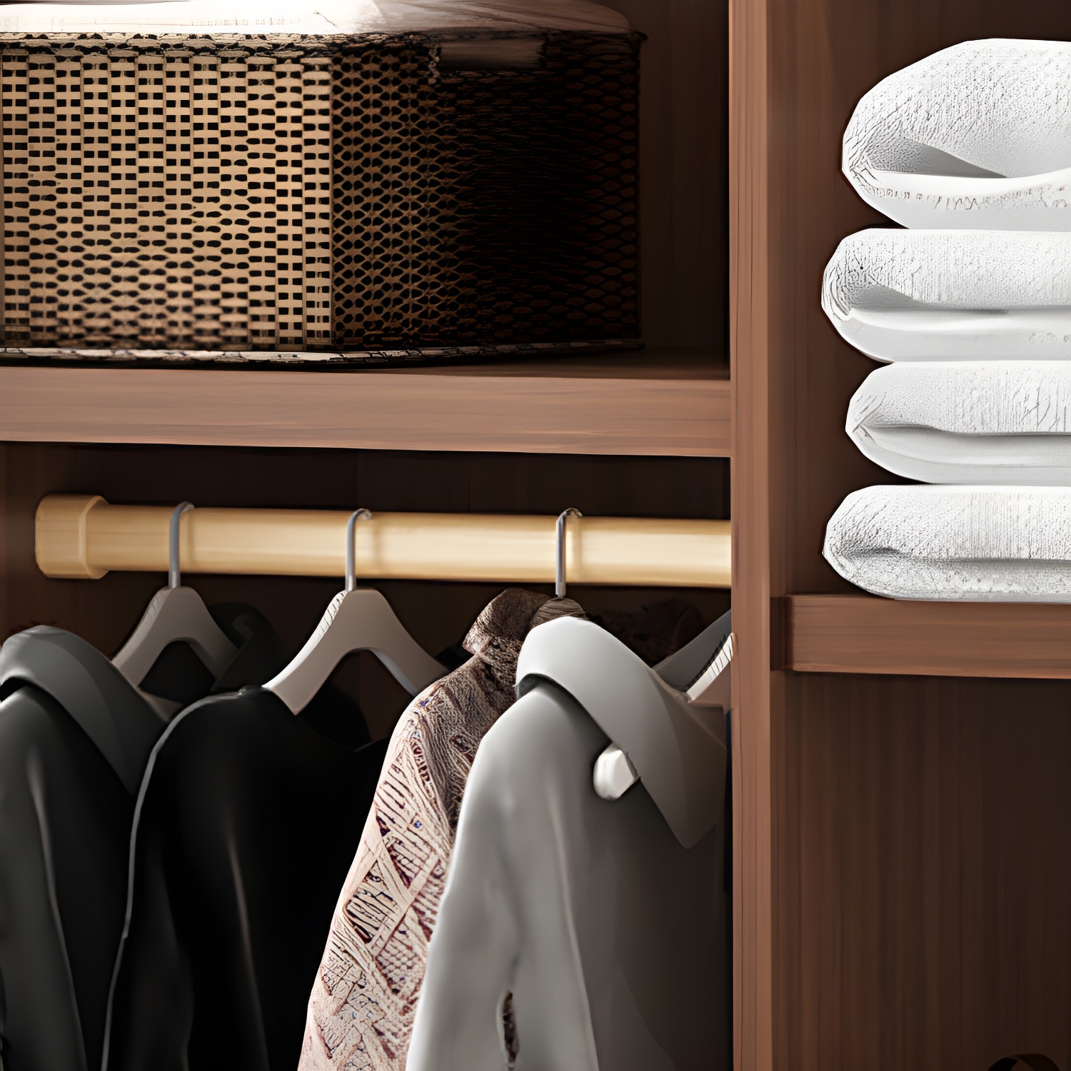 Traditional Wardrobe Cabinet Rubberwood Brown Wardrobe Armoire - image 9