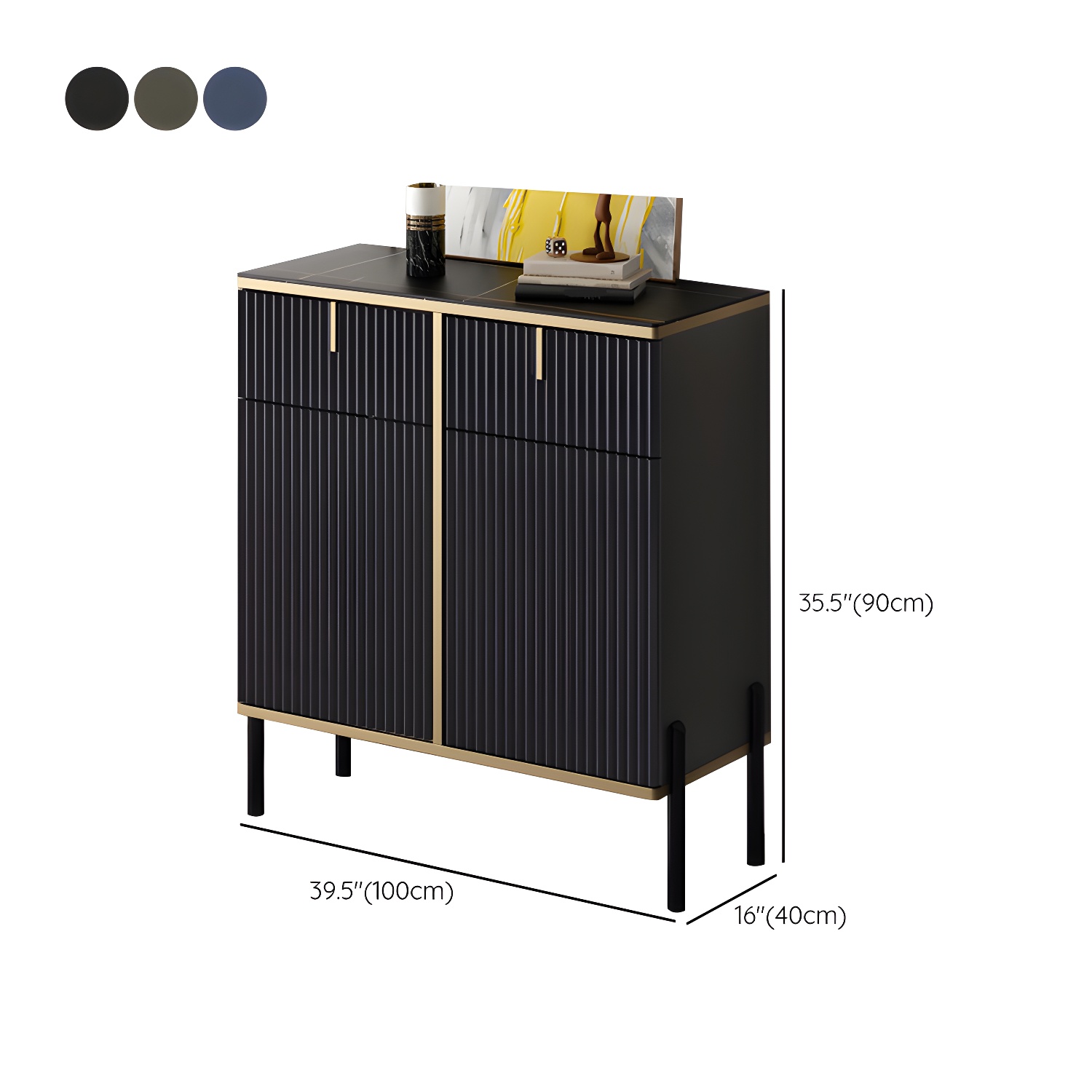 Glam Style Sideboard Stone Side Board with Drawers and Cabinets - image 12