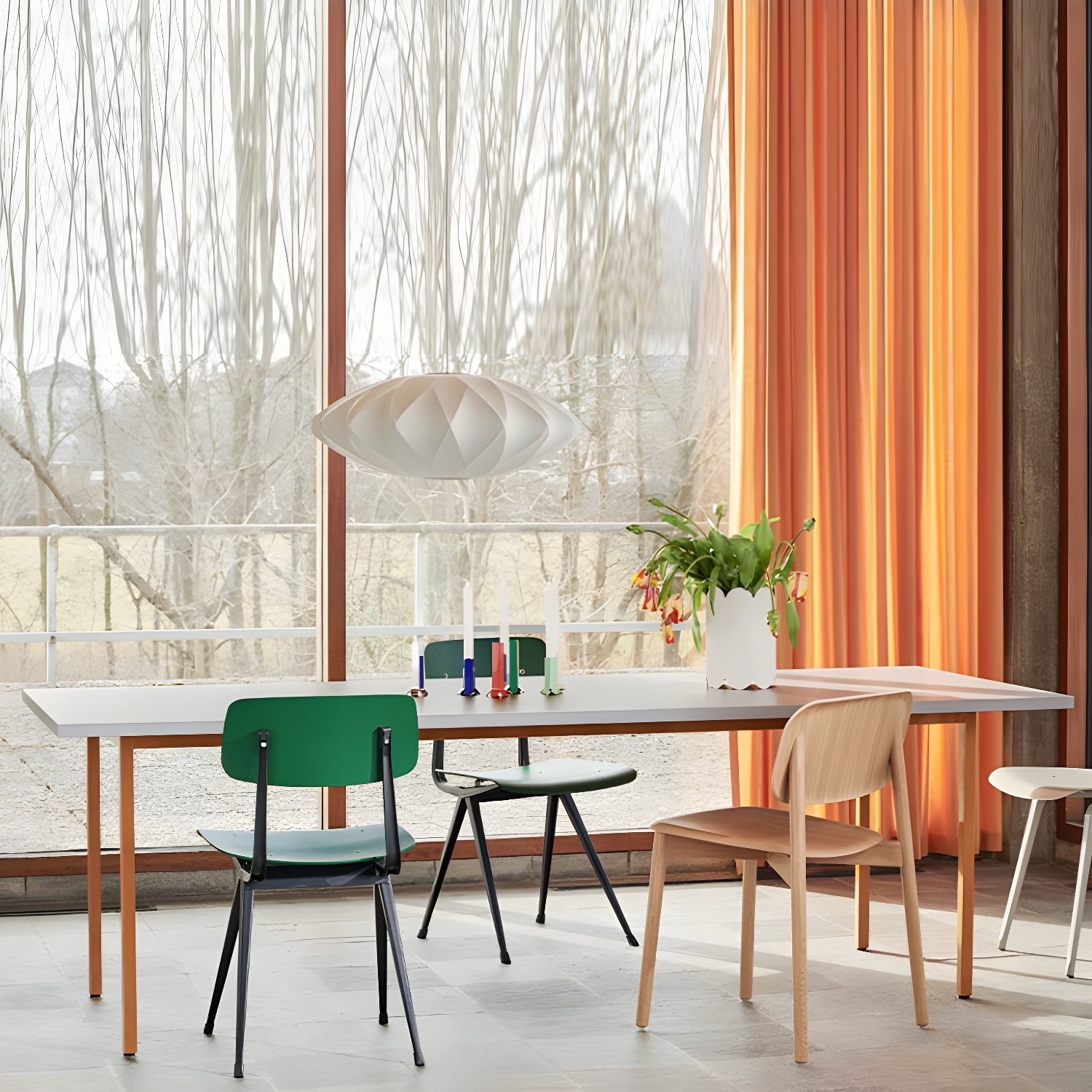 Scandinavian Wooden Rectangular Dining Table with Standard Height Legs - image 3