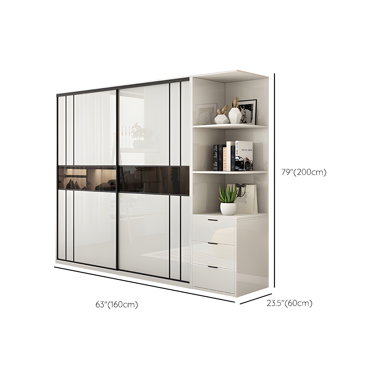 White Colour Wooden Wardrobe Cloth Rod Included Wardrobe Closet with Shelves - image 20