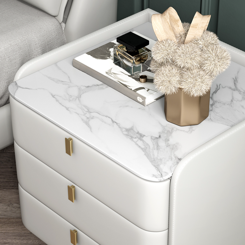 Art Deco 3 Tiers Drawer Storage Bedside Table with Stone Countertop - image 23