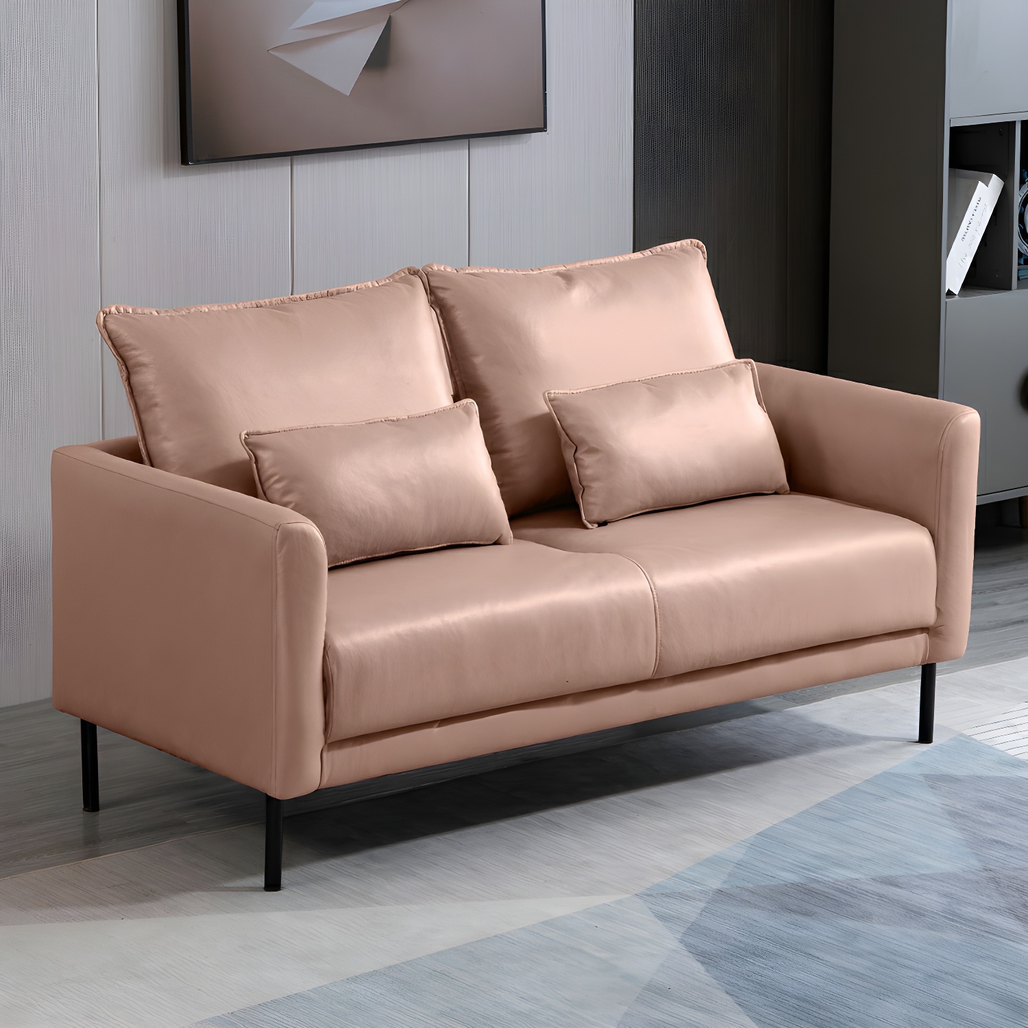 Scandinavian Faux Leather Seats 2 Loveseat with Tuxedo Arm and Stain Resistant Feature - image 14