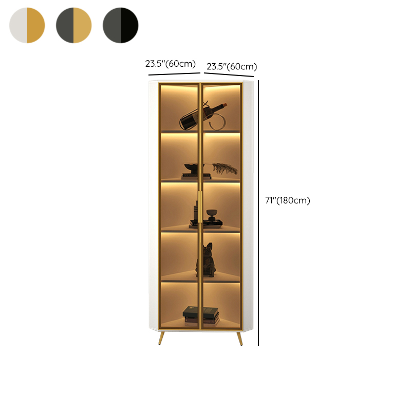 Golden Metal Corner Accent Cabinet with Glass Doors & Lighting Included - image 20
