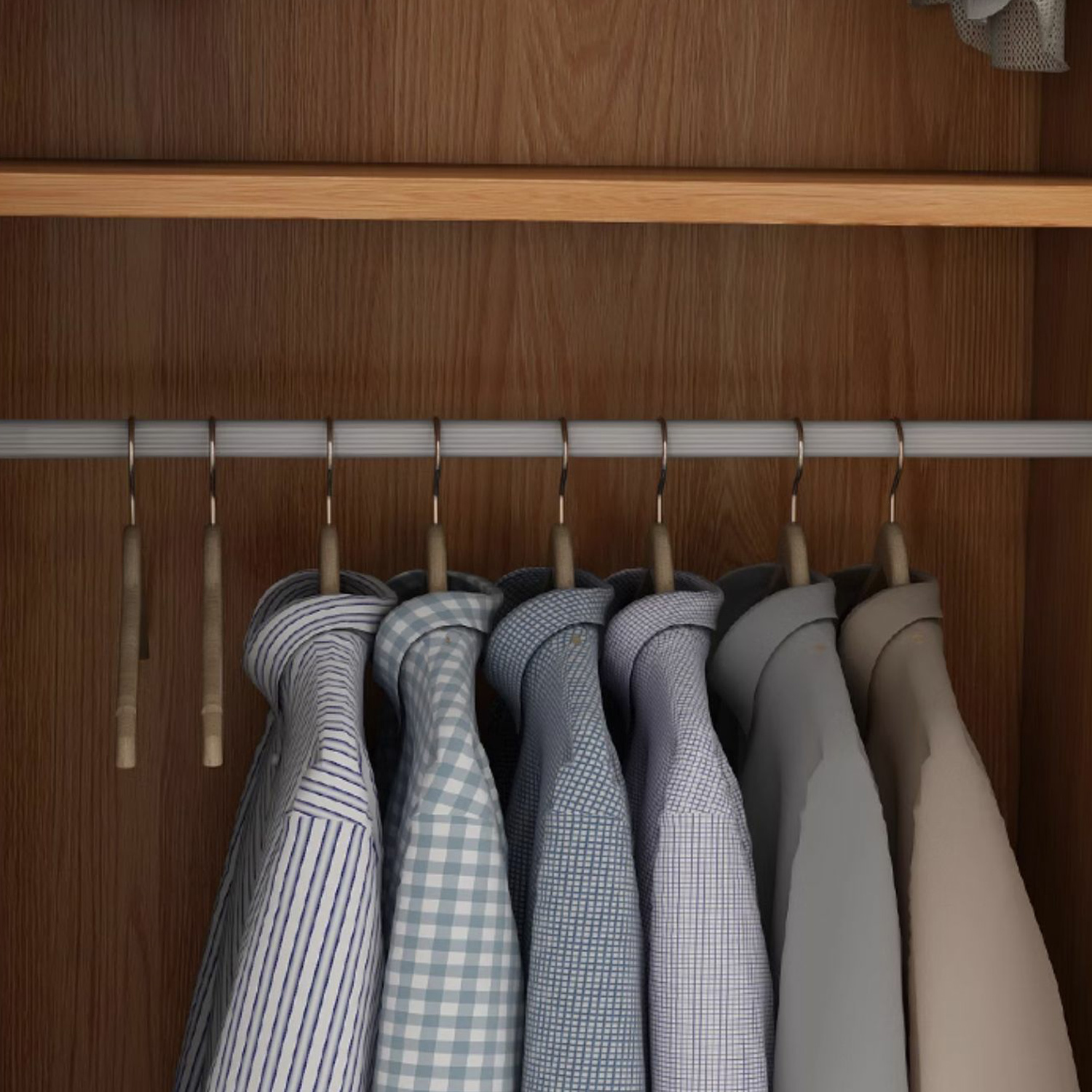 Modern Natural Wood Wardrobe Armoire with Sliding Doors, Drawers, and Shelves - image 6