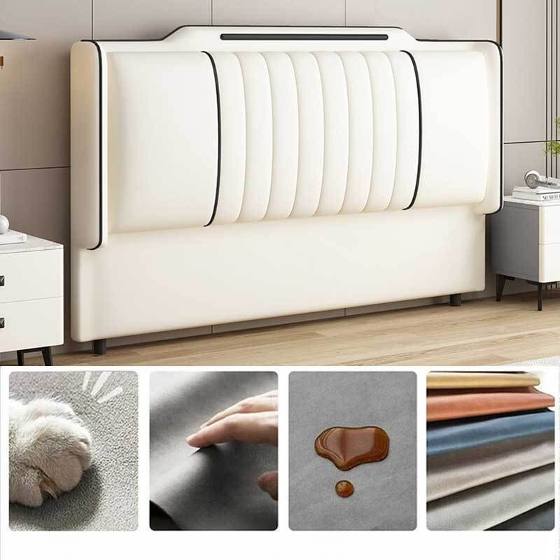 Simplistic Wingback Headboard with Camelback Shape in Pine Wood, Available in Full/King/Queen Sizes, Featuring Sponge Upholstery and Standard Height, No Distressing