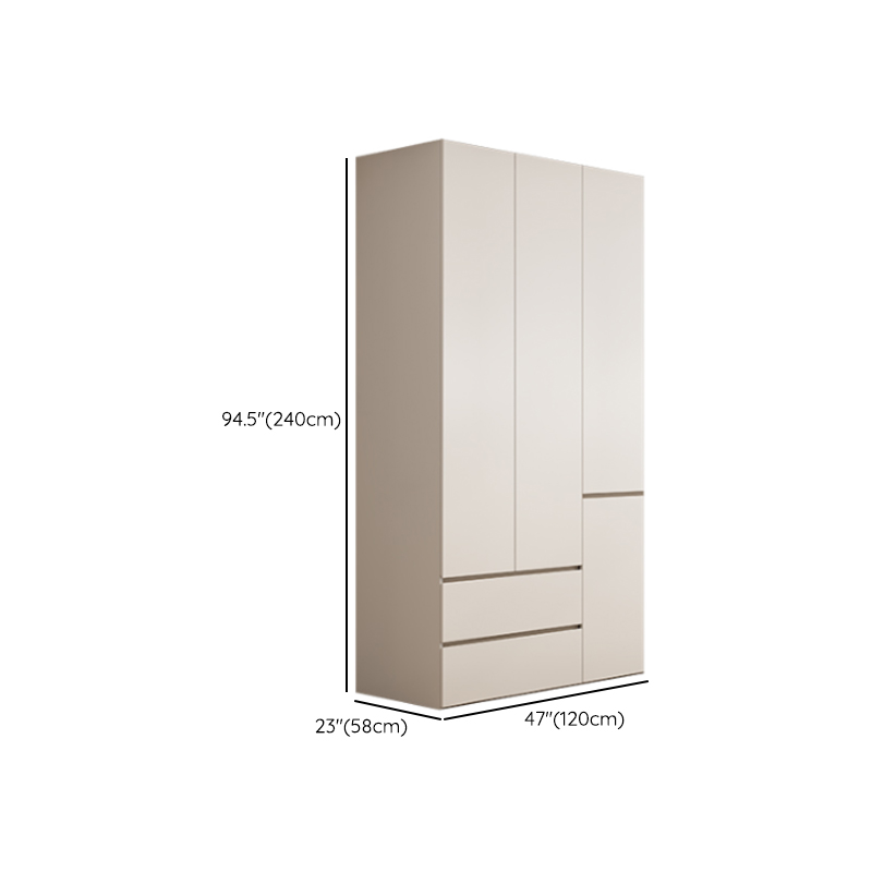 White Minimalist Manufactured Wood Wardrobe Closet with 2 Drawers, Soft Close Door, Interior Shelves, and Clothing Rod - image 15
