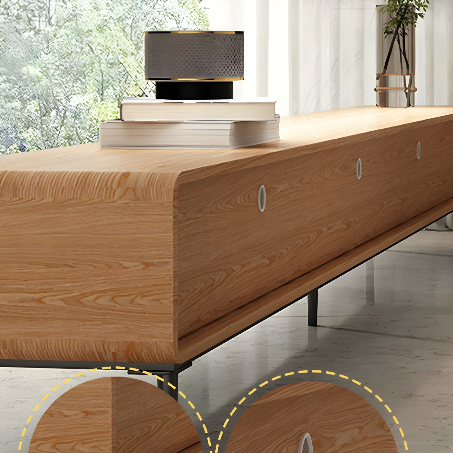 Contemporary Wood Media Console TV Stand in Natural with Drawers - image 9