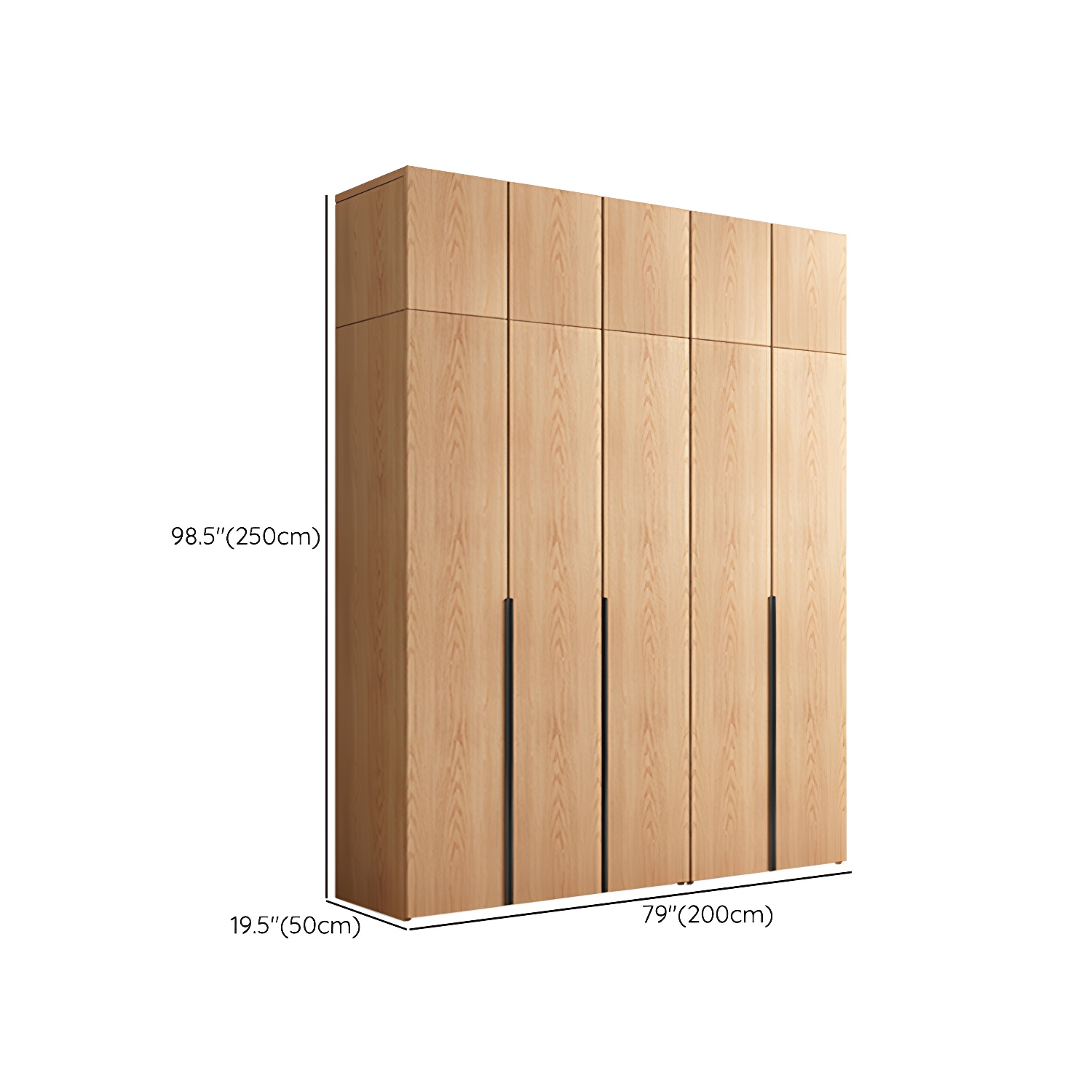 Contemporary Freestanding Natural Wardrobe Oak Solid Wood Wardrobe with Shelves - image 29