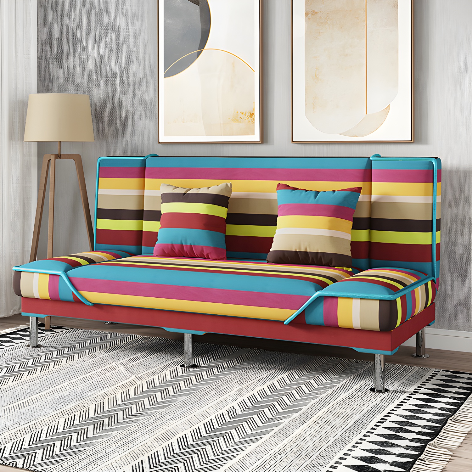Contemporary Armless Convertible Sofa Linen Foldable Sofa for Apartment - image 8