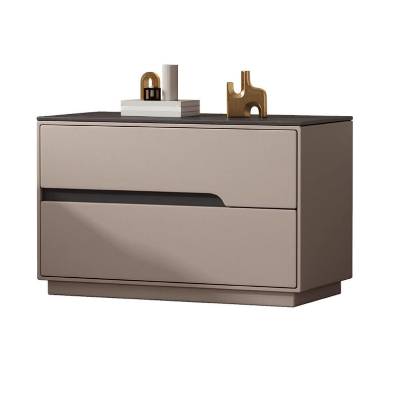 Minimalist Bedside Cabinet Nightstand with 2 Drawers and Stone Countertop - image 8
